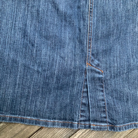 TOMMY HILFIGER Denim Knee Length Dark Wash Straight Skirt Regular Size Large - Picture 4 of 10